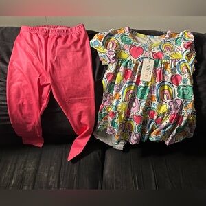 Colorful Kids Matching Set with Pink Leggings